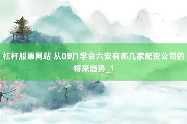 杠杆股票网站 从0到1学会六安有哪几家配资公司的将来趋势_1