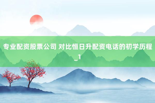 专业配资股票公司 对比恒日升配资电话的初学历程_1